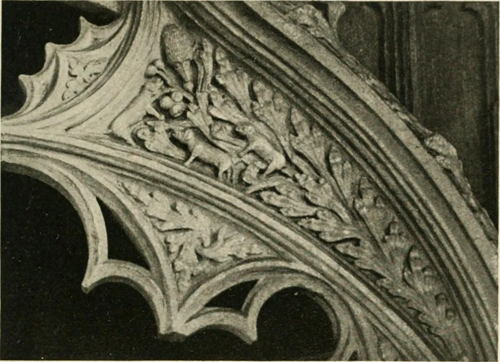 An illustration from Symbolism of animals and birds represented in English church architecture, 1913, leaf 46