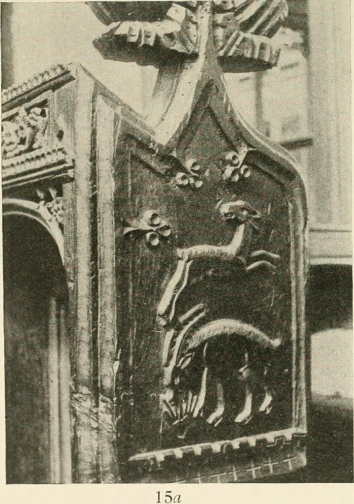 An illustration from Symbolism of animals and birds represented in English church architecture, 1913, leaf 70