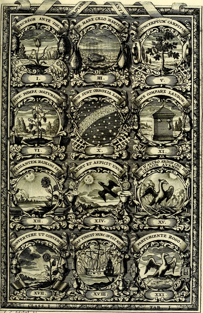 An illustration from Symbolographia, sive De arte symbolica sermones septem, 1702, leaf 182