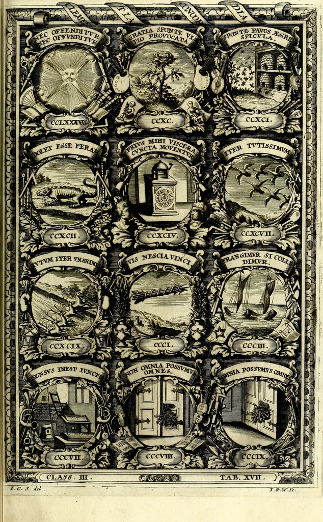 An illustration from Symbolographia, sive De arte symbolica sermones septem, 1702, leaf 574