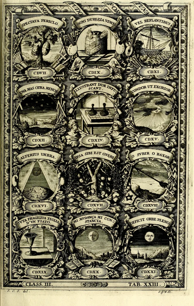An illustration from Symbolographia, sive De arte symbolica sermones septem, 1702, leaf 586