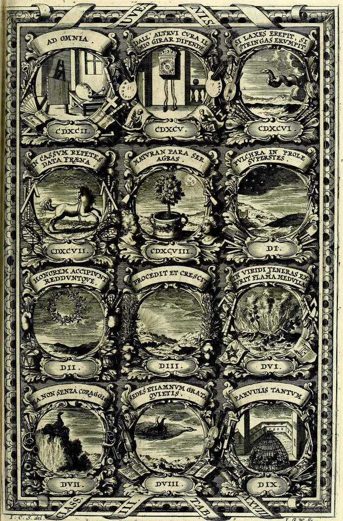 An illustration from Symbolographia, sive De arte symbolica sermones septem, 1702, leaf 596