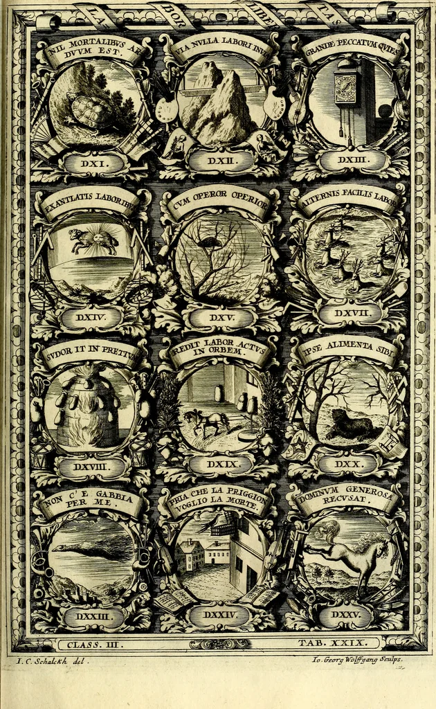 An illustration from Symbolographia, sive De arte symbolica sermones septem, 1702, leaf 598