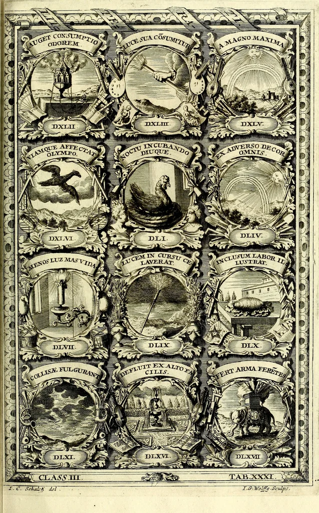 An illustration from Symbolographia, sive De arte symbolica sermones septem, 1702, leaf 602