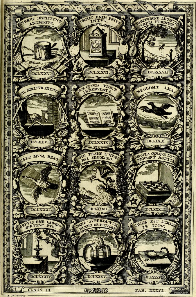 An illustration from Symbolographia, sive De arte symbolica sermones septem, 1702, leaf 610