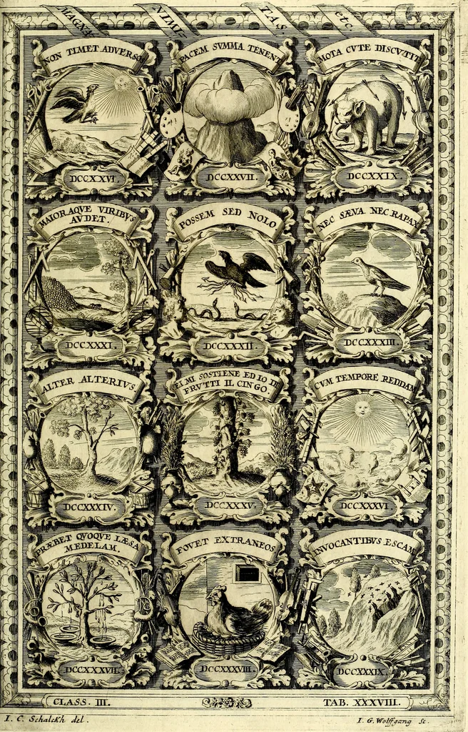 An illustration from Symbolographia, sive De arte symbolica sermones septem, 1702, leaf 614