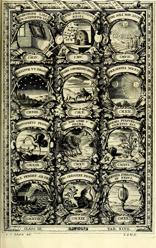 An illustration from Symbolographia, sive De arte symbolica sermones septem, 1702, leaf 632