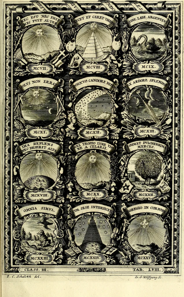 An illustration from Symbolographia, sive De arte symbolica sermones septem, 1702, leaf 654