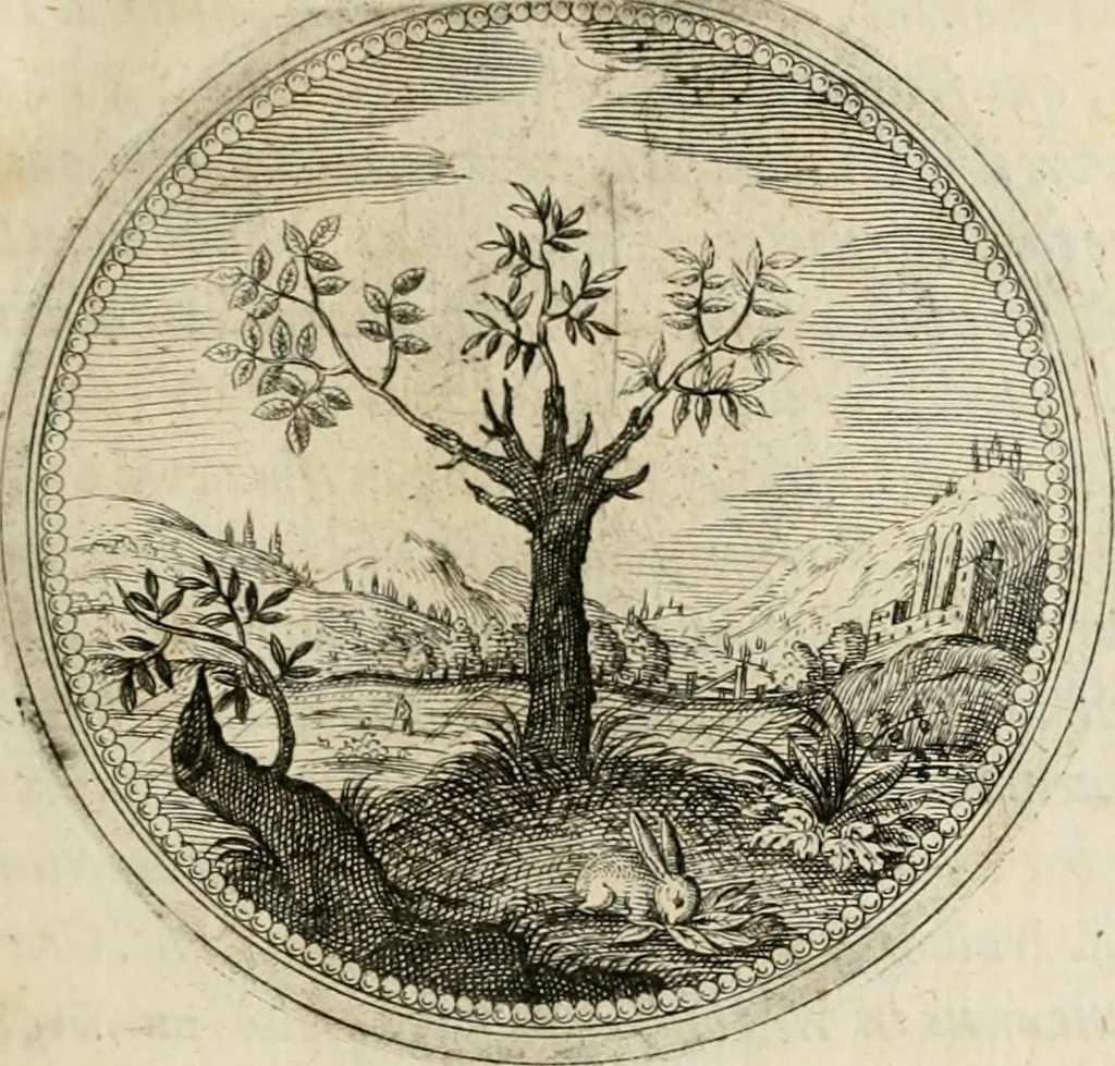 An illustration from Symboloru[m] & emblematum ex re herbaria desumtorum centuria vna[-quarta] collecta, 1654, leaf 12