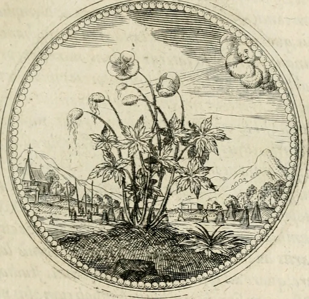 An illustration from Symboloru[m] & emblematum ex re herbaria desumtorum centuria vna[-quarta] collecta, 1654, leaf 144