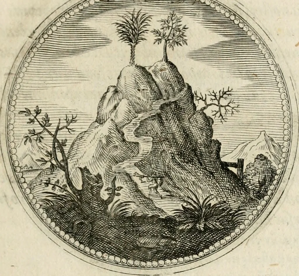 An illustration from Symboloru[m] & emblematum ex re herbaria desumtorum centuria vna[-quarta] collecta, 1654, leaf 16
