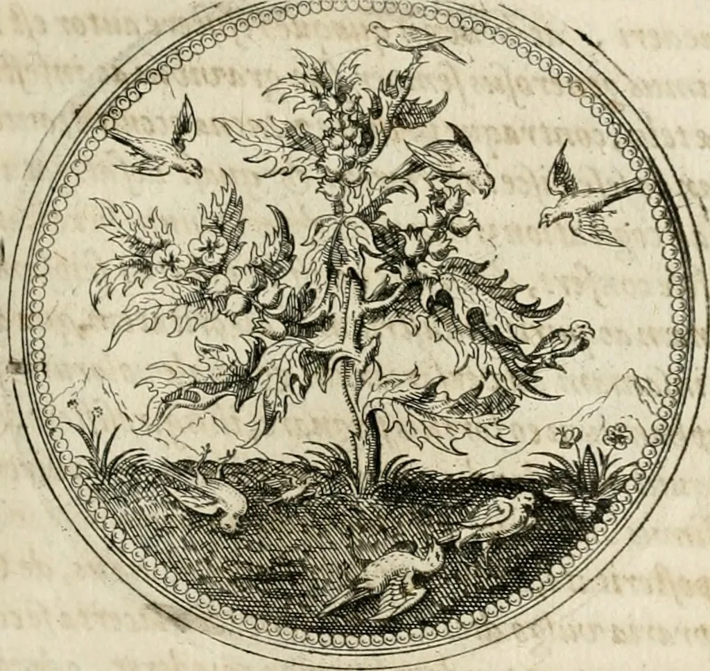 An illustration from Symboloru[m] & emblematum ex re herbaria desumtorum centuria vna[-quarta] collecta, 1654, leaf 176