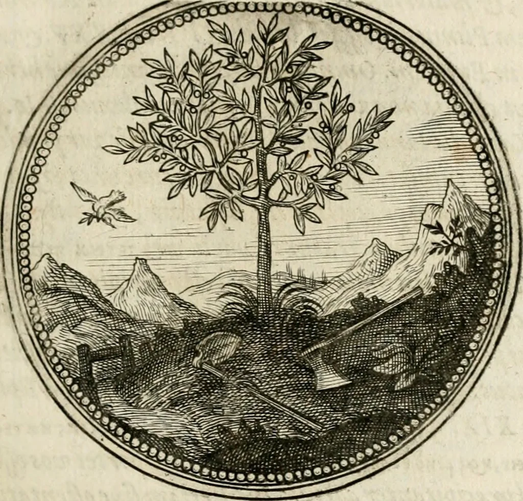 An illustration from Symboloru[m] & emblematum ex re herbaria desumtorum centuria vna[-quarta] collecta, 1654, leaf 34