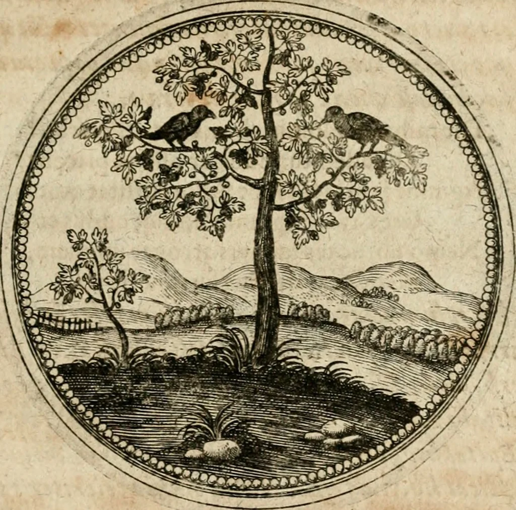 An illustration from Symboloru[m] & emblematum ex re herbaria desumtorum centuria vna[-quarta] collecta, 1654, leaf 374