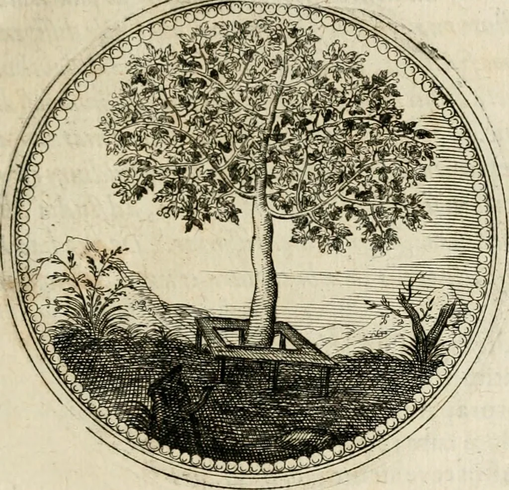 An illustration from Symboloru[m] & emblematum ex re herbaria desumtorum centuria vna[-quarta] collecta, 1654, leaf 44