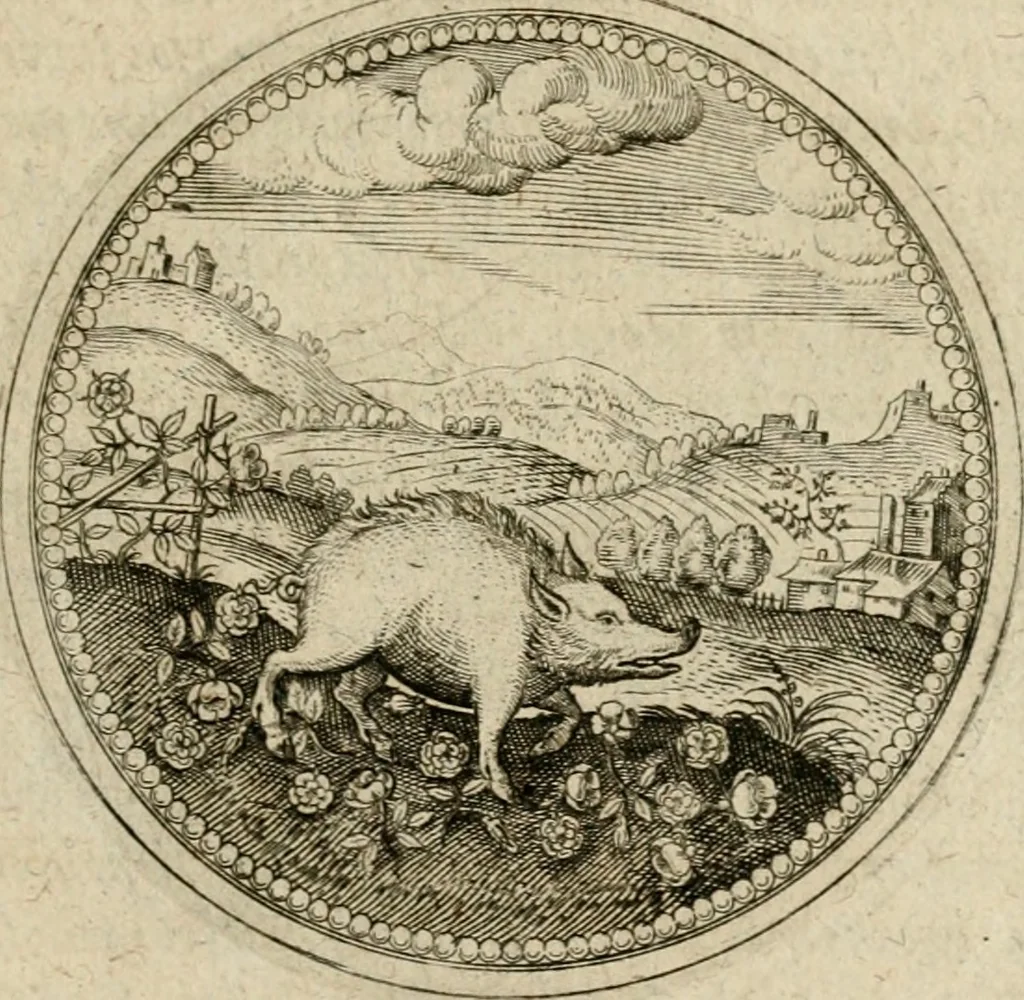 An illustration from Symboloru[m] & emblematum ex re herbaria desumtorum centuria vna[-quarta] collecta, 1654, leaf 522