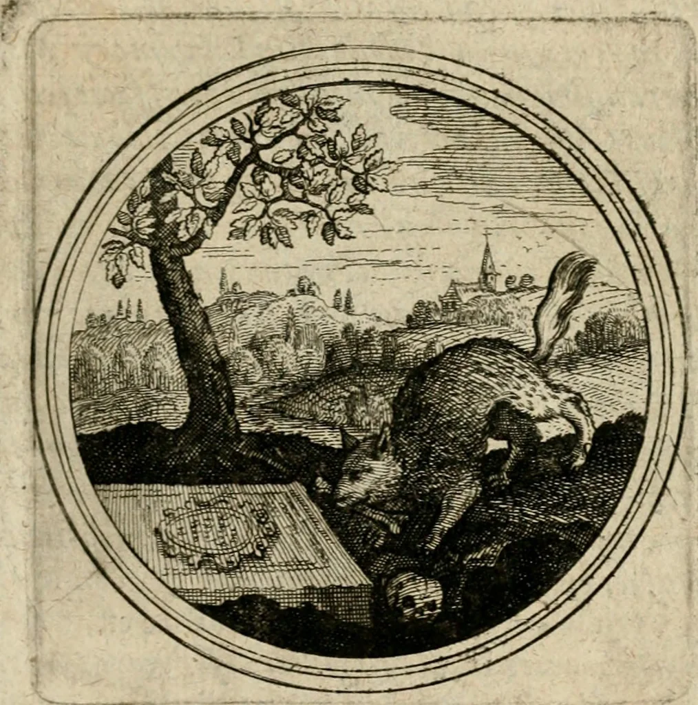 An illustration from Symboloru[m] & emblematum ex re herbaria desumtorum centuria vna[-quarta] collecta, 1654, leaf 528