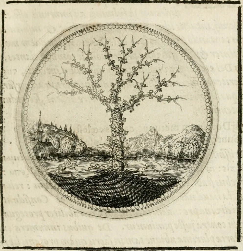 An illustration from Symboloru[m] & emblematum ex re herbaria desumtorum centuria vna[-quarta] collecta, 1654, leaf 58