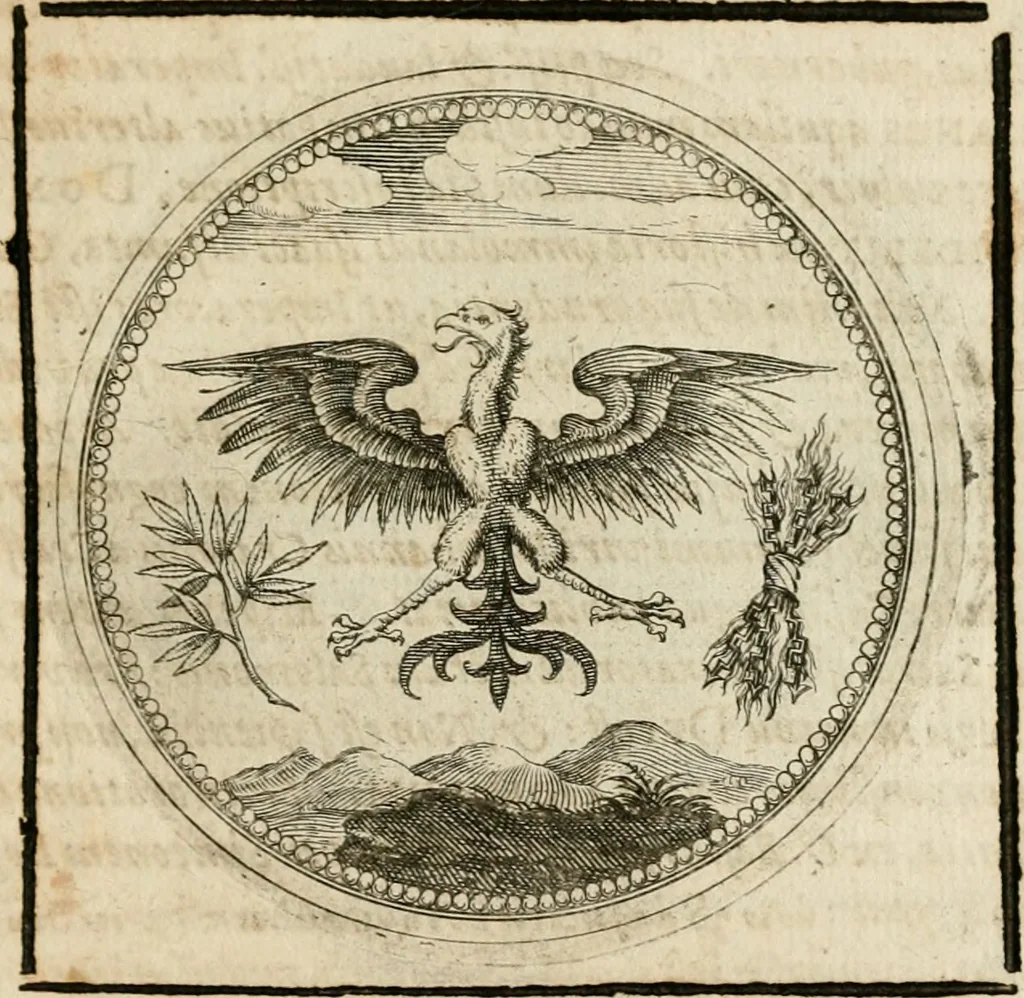 An illustration from Symboloru[m] & emblematum ex re herbaria desumtorum centuria vna[-quarta] collecta, 1654, leaf 628