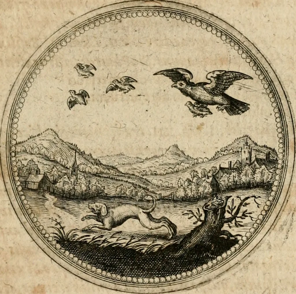 An illustration from Symboloru[m] & emblematum ex re herbaria desumtorum centuria vna[-quarta] collecta, 1654, leaf 696