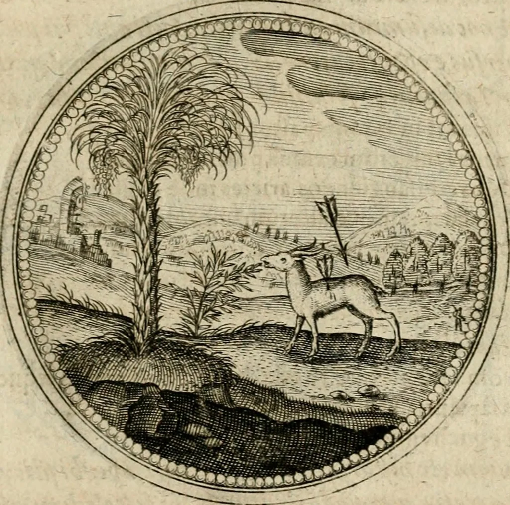 An illustration from Symboloru[m] & emblematum ex re herbaria desumtorum centuria vna[-quarta] collecta, 1654, leaf 764