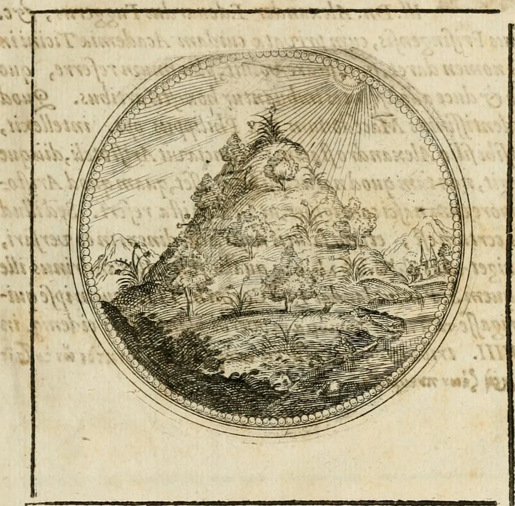 An illustration from Symboloru[m] & emblematum ex re herbaria desumtorum centuria vna[-quarta] collecta, 1654, leaf 8