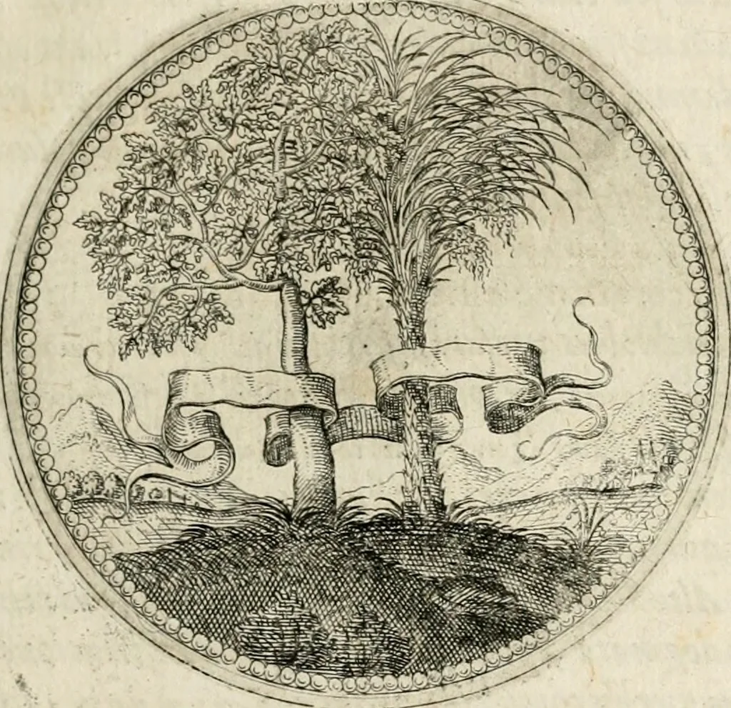 An illustration from Symboloru[m] & emblematum ex re herbaria desumtorum centuria vna[-quarta] collecta, 1654, leaf 86