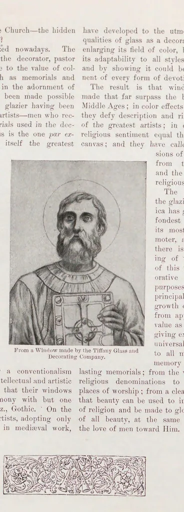 An illustration from A synopsis of the exhibit of the Tiffany Glass and Decorating Company in the American Section of the Manufactures and Liberal Arts Building at the World's Fair, Jackson Park, Chicago, Ill., 1893, with an appendix on Memorial Windows, 1893, leaf 30
