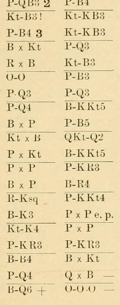 An illustration from Synopsis of chess openings, a tabular analysis, 1884, leaf 85