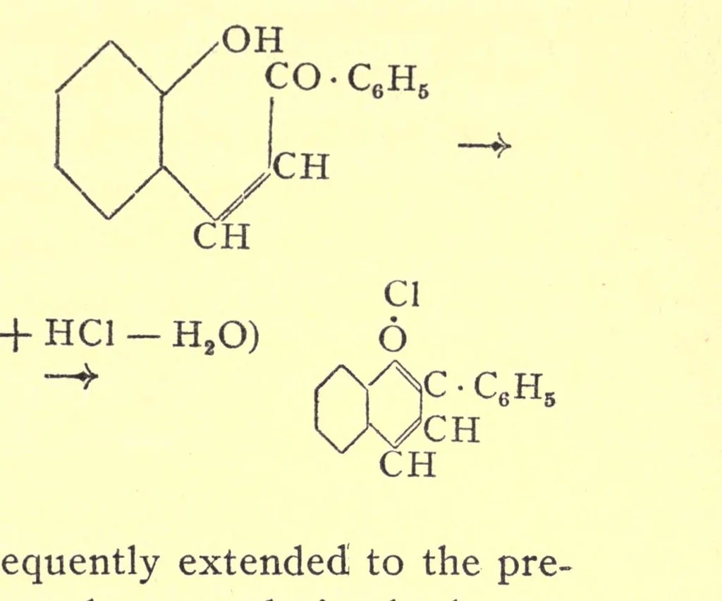 An illustration from Synthetic colouring matters; dyestuffs derived from pyridine, quinoline, acridine and xanthene, 1922, leaf 239