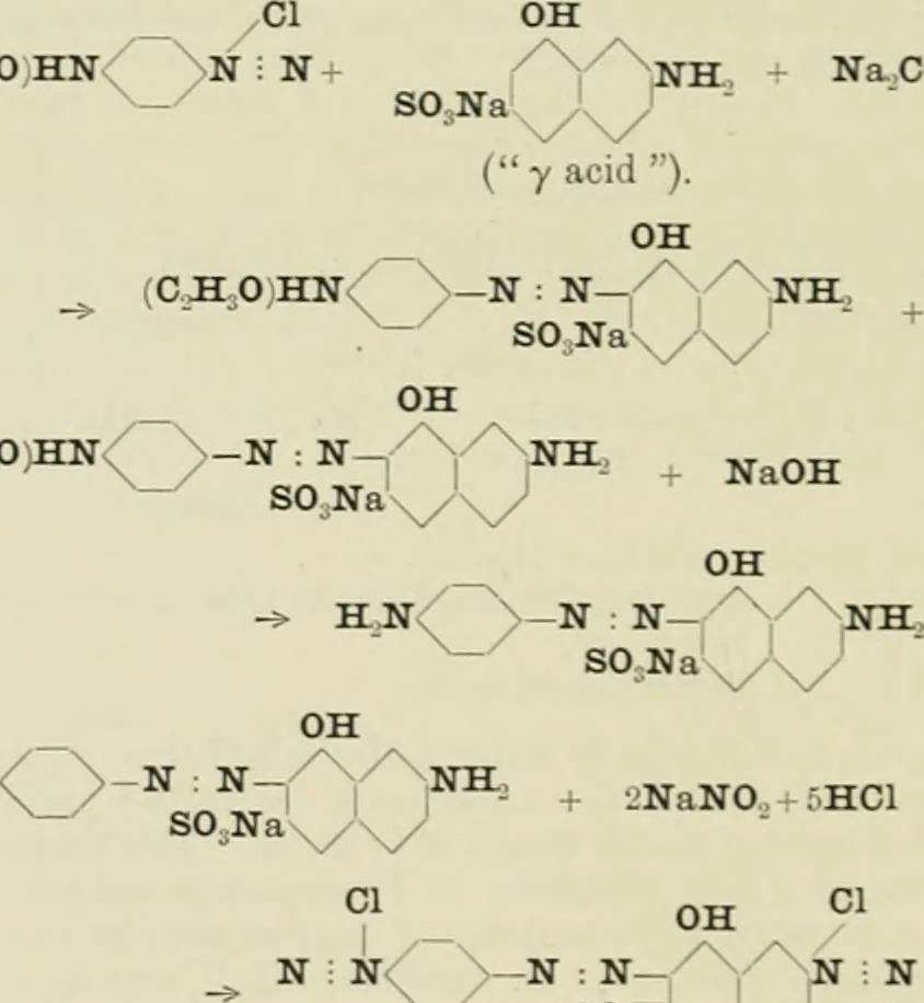 An illustration from The synthetic dyestuffs and the intermediate products from which they are derived, 1905, leaf 257