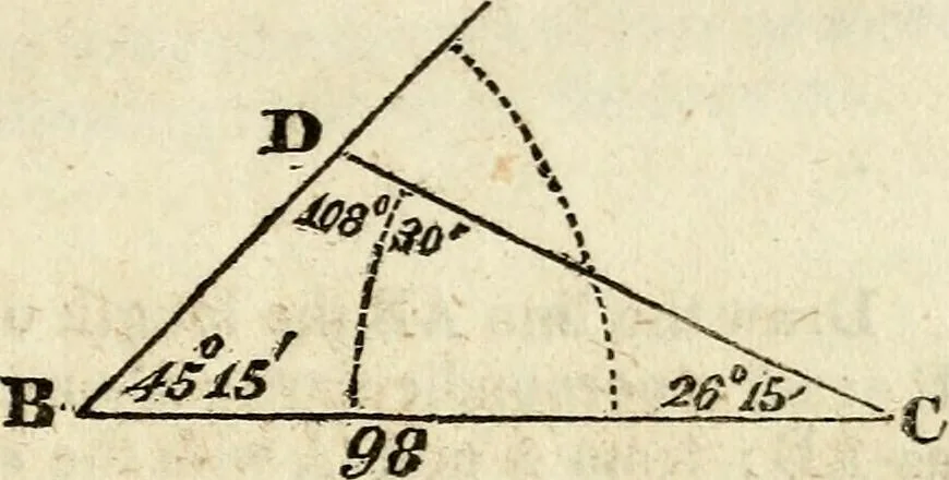 An illustration from A system of geometry and trigonometry : with a treatise on surveying, 1830, leaf 26