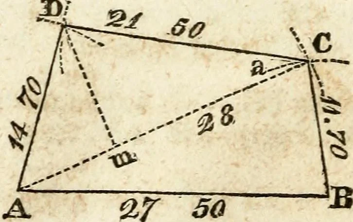 An illustration from A system of geometry and trigonometry : with a treatise on surveying, 1830, leaf 49