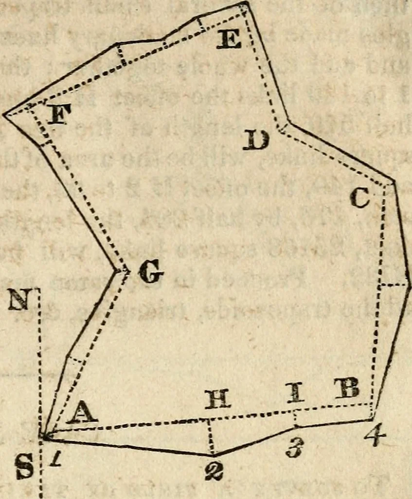 An illustration from A system of geometry and trigonometry : with a treatise on surveying, 1830, leaf 64