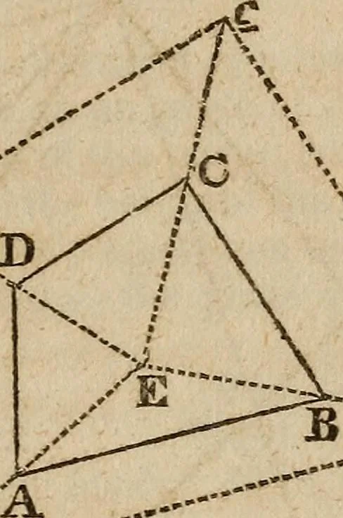An illustration from A system of geometry and trigonometry : with a treatise on surveying ... in which, also, the principles of rectangular surveying ... are fully explained: with a complete series of mathematical tables, and the necessary explanations, 1830, leaf 112