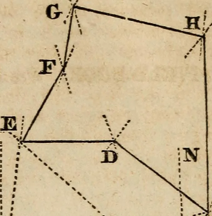 An illustration from A system of geometry and trigonometry : with a treatise on surveying ... in which, also, the principles of rectangular surveying ... are fully explained: with a complete series of mathematical tables, and the necessary explanations, 1830, leaf 61