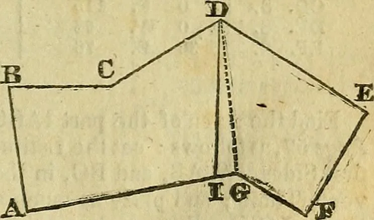 An illustration from A system of geometry and trigonometry, together with a treatise on surveying ... Likewise, rectangular surveying ... To the whole are added, several mathematical tables, necessary for solving questions in trigonometry and surveying .., 1825, leaf 78