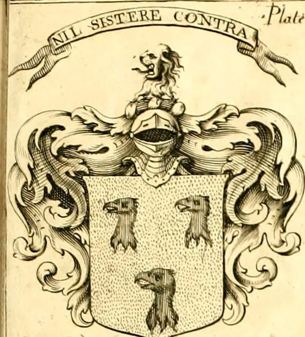 An illustration from A system of heraldry : speculative and practical : with the true art of blazon, according to the most approved heralds in Europe : illustrated with suitable examples of armorial figures, and achievements of the most considerable surnames and families in Scotland, &c. : together with historical and genealogical memorials relative thereto, 1804, leaf 698