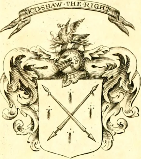 An illustration from A system of heraldry : speculative and practical : with the true art of blazon, according to the most approved heralds in Europe : illustrated with suitable examples of armorial figures, and achievements of the most considerable surnames and families in Scotland, &c. : together with historical and genealogical memorials relative thereto, 1804, leaf 698