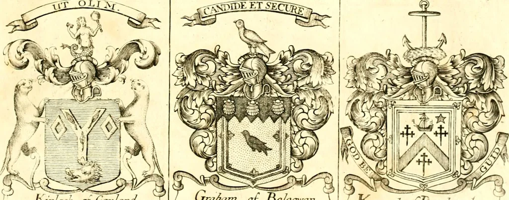 An illustration from A system of heraldry : speculative and practical : with the true art of blazon, according to the most approved heralds in Europe : illustrated with suitable examples of armorial figures, and achievements of the most considerable surnames and families in Scotland, &c. : together with historical and genealogical memorials relative thereto, 1804, leaf 700