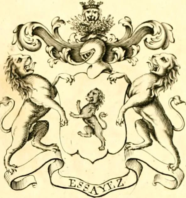 An illustration from A system of heraldry : speculative and practical : with the true art of blazon, according to the most approved heralds in Europe : illustrated with suitable examples of armorial figures, and achievements of the most considerable surnames and families in Scotland, &c. : together with historical and genealogical memorials relative thereto, 1804, leaf 702