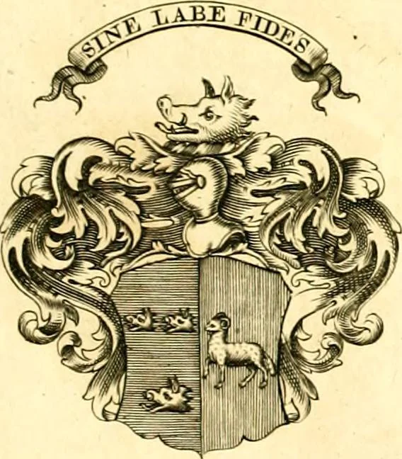 An illustration from A system of heraldry : speculative and practical : with the true art of blazon, according to the most approved heralds in Europe : illustrated with suitable examples of armorial figures, and achievements of the most considerable surnames and families in Scotland, &c. : together with historical and genealogical memorials relative thereto, 1804, leaf 702
