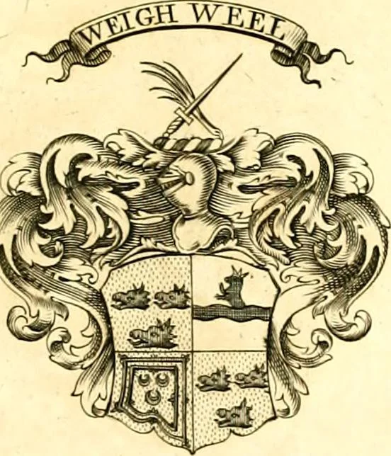 An illustration from A system of heraldry : speculative and practical : with the true art of blazon, according to the most approved heralds in Europe : illustrated with suitable examples of armorial figures, and achievements of the most considerable surnames and families in Scotland, &c. : together with historical and genealogical memorials relative thereto, 1804, leaf 702