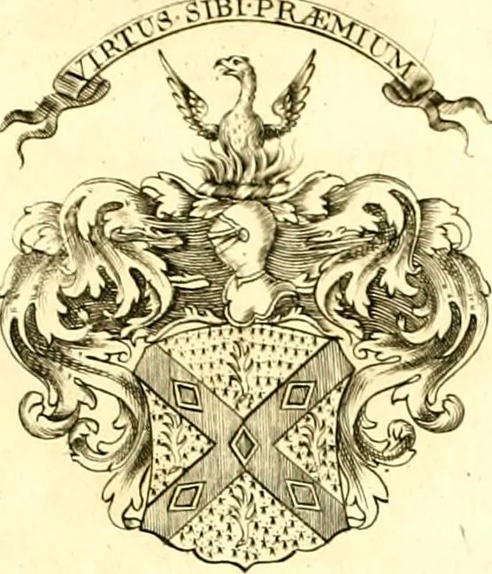 An illustration from A system of heraldry : speculative and practical : with the true art of blazon, according to the most approved heralds in Europe : illustrated with suitable examples of armorial figures, and achievements of the most considerable surnames and families in Scotland, &c. : together with historical and genealogical memorials relative thereto, 1804, leaf 704