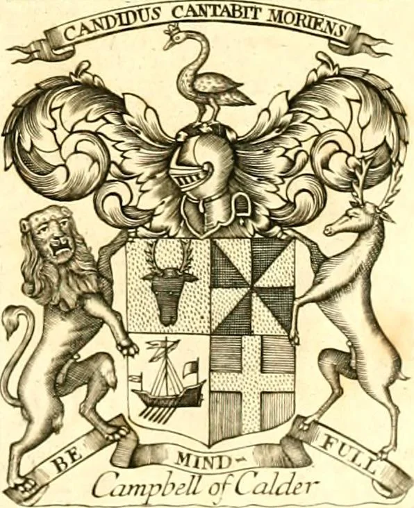An illustration from A system of heraldry : speculative and practical : with the true art of blazon, according to the most approved heralds in Europe : illustrated with suitable examples of armorial figures, and achievements of the most considerable surnames and families in Scotland, &c. : together with historical and genealogical memorials relative thereto, 1804, leaf 708