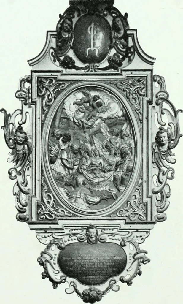 An illustration from Szepesvármegye müvészeti emlékei. A Müemlékek Országos Bizottsága támogatásával kiadja a Szepesvármegyei Történelmi Társulat; szerk. Vajdovszky János, 1905, leaf 338