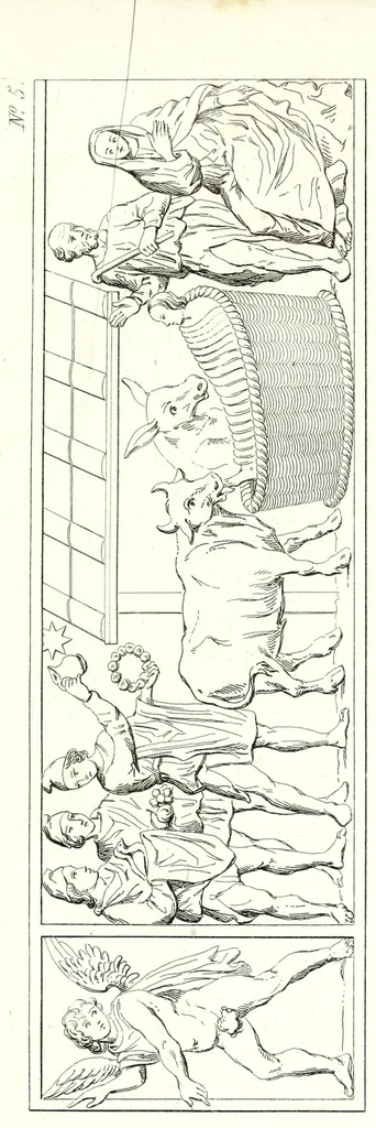 An illustration from Tableau des catacombes de Rome, ou l'on donne la description de ces cimetières sacrés, avec l'indication des principaux monuments d'antiquité chrétienne, en peinture et en sculpture, et celle des autres objets qu'on en a retirés, 1853, leaf 331