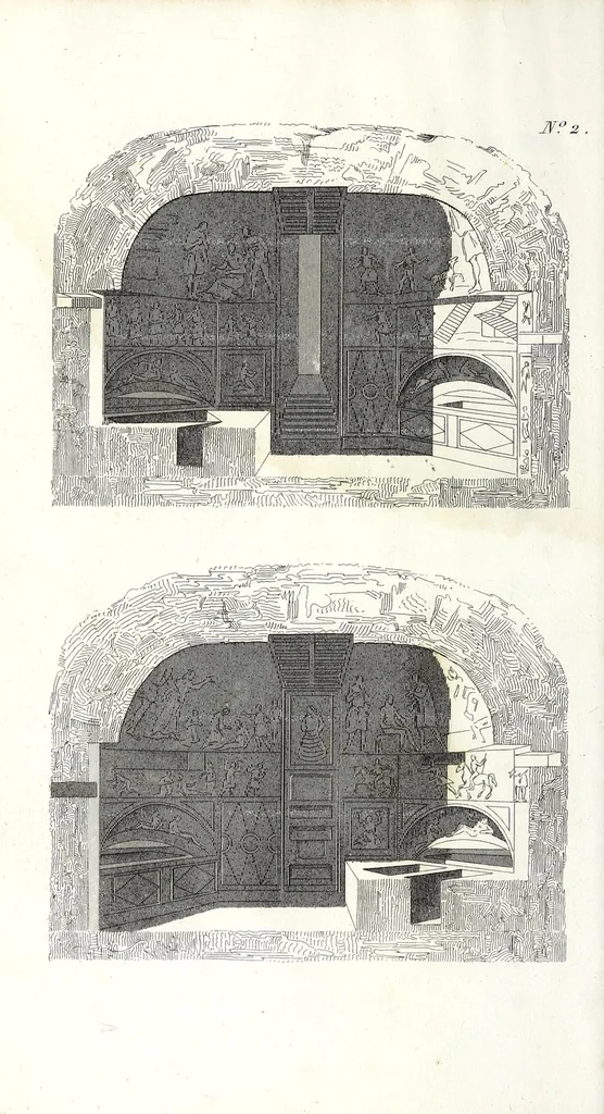 An illustration from Tableau des catacombes de Rome, ou l'on donne la description de ces cimetières sacrés, avec l'indication des principaux monuments d'antiquité chrétienne, en peinture et en sculpture, et celle des autres objets qu'on en a retirés, 1853, leaf 34