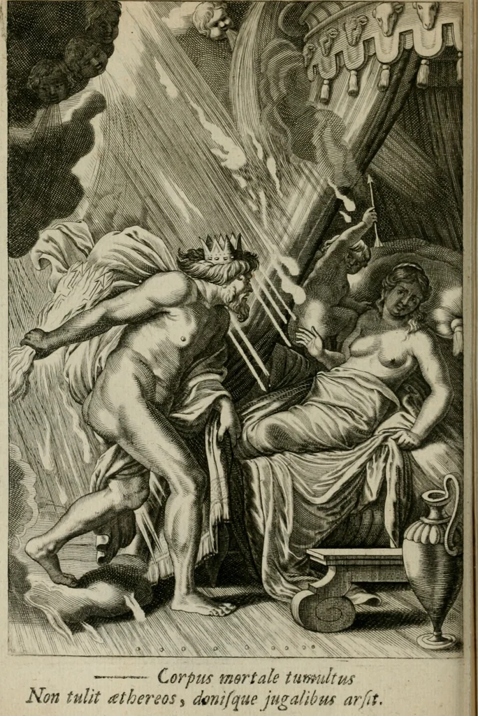 An illustration from Tableaux du temple des muses : tirez du cabinet de feu Mr. Favereau, conseiller du roy en sa Cour des Aydes, & gravez en tailles-douces par les meilleurs maistres de son temps, pour representer les vertus & les vices, sur les plus illustres fables de l'antiquité : avec les descriptions, remarques & annotations, 1676, leaf 137