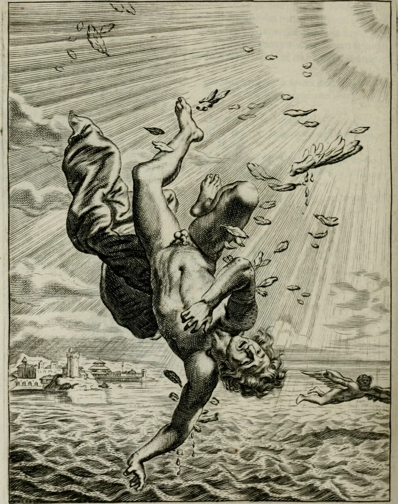 An illustration from Tableaux du temple des muses : tirez du cabinet de feu Mr. Favereau, conseiller du roy en sa Cour des Aydes, & gravez en tailles-douces par les meilleurs maistres de son temps, pour representer les vertus & les vices, sur les plus illustres fables de l'antiquité : avec les descriptions, remarques & annotations, 1676, leaf 357